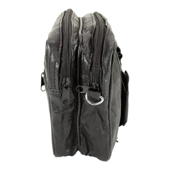 Men Leather Cross Body Bag, Messenge Bag, Travel Organizer Bag, Black - Picture 9 of 14